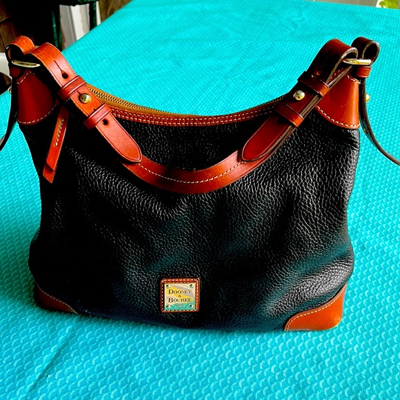 Dooney & Bourke Handbags - Dooney & Bourke black and brown leather hobo bag